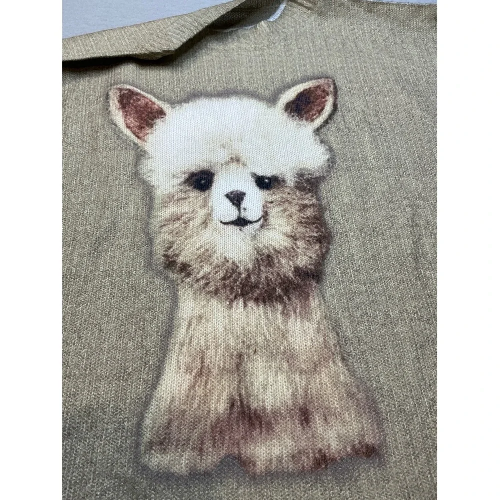Alpaca Animal Graphic Knit Sweater Tan 5XL Oversized‎ Pullover